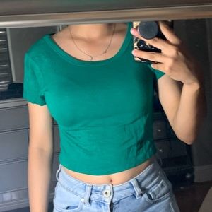 Cute green crop top tee